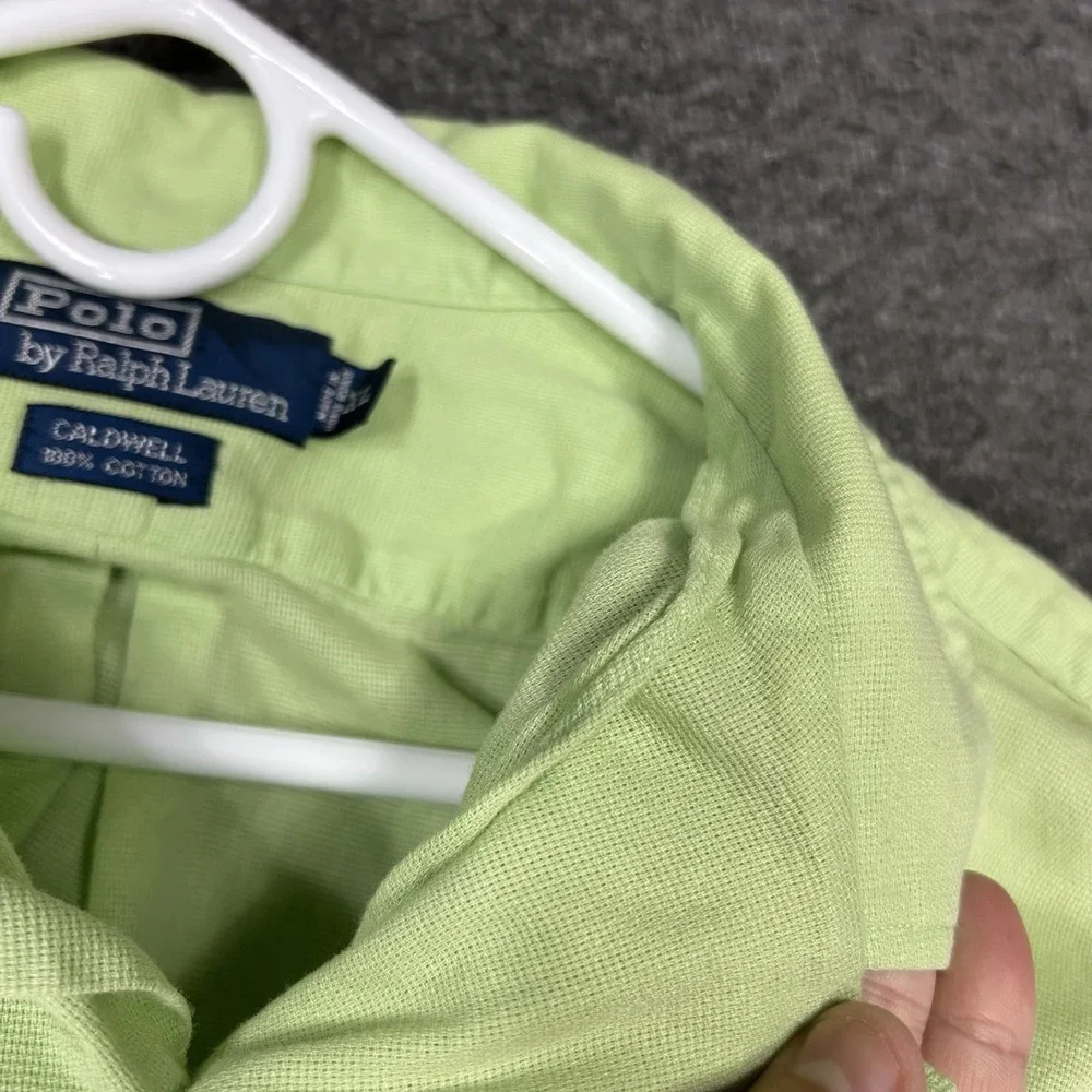Vintage Polo Ralph Lauren Caldwell Shirt Mens XL Green Camp Loop Collar Cotton
